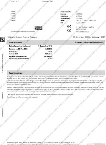 Halifax Bank Statement Template | Fake Bank Statements