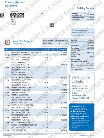 Nationwide bank statement template