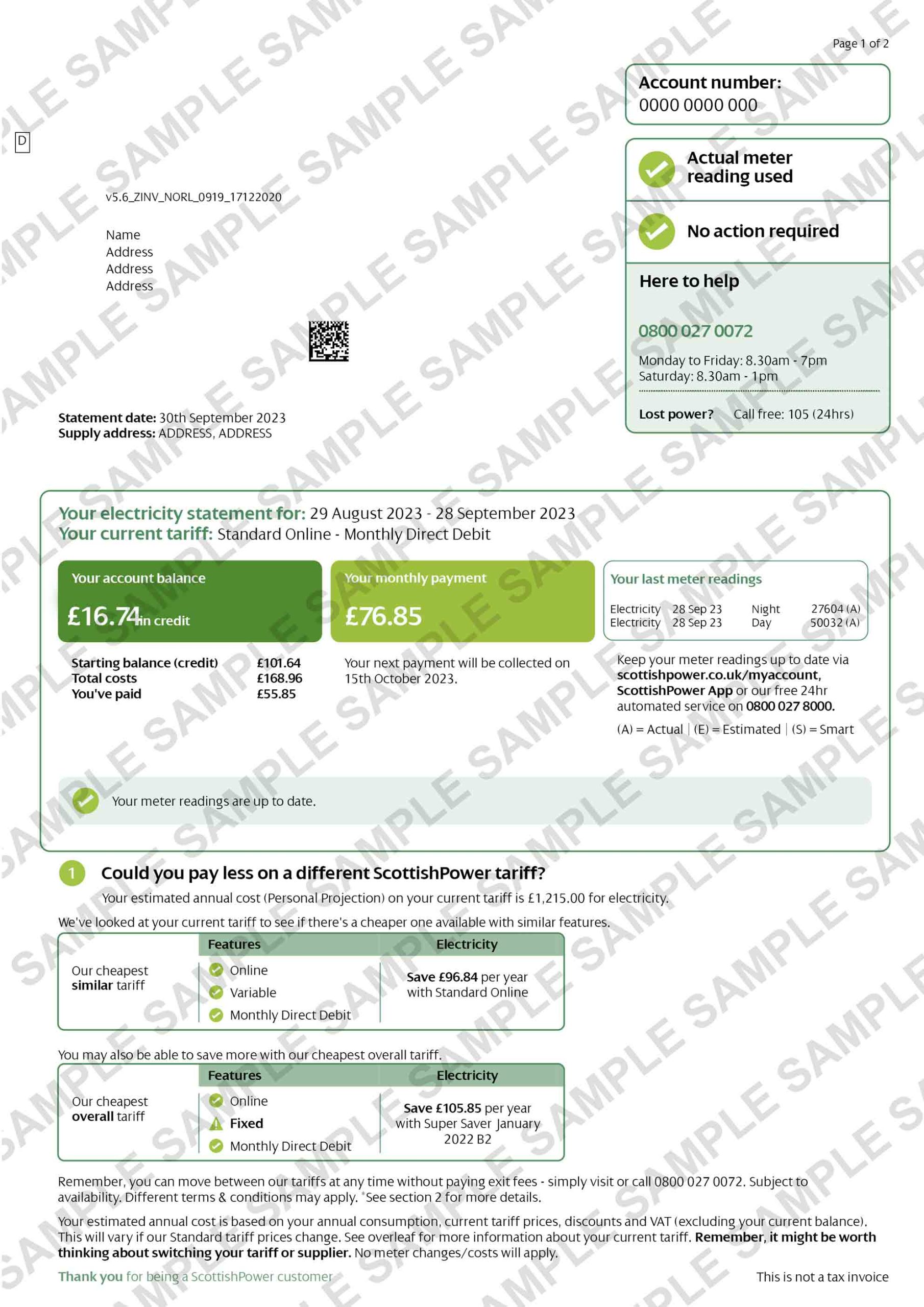 Scottish Power bill template