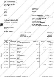 TSB bank statement template