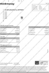 Think Money bank statement template