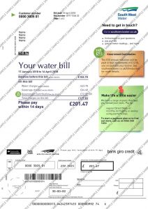 South West Water Bills Template | Fake Bank Statement