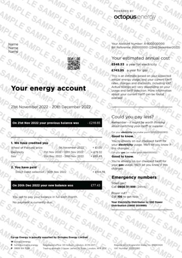 Fake Co-Operative Energy Bill