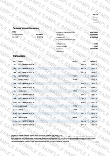 Fake Couting up Bank Statement