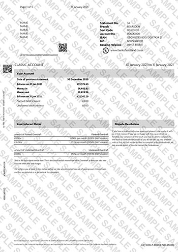 Fake Bank of Scoltand Bank Statement