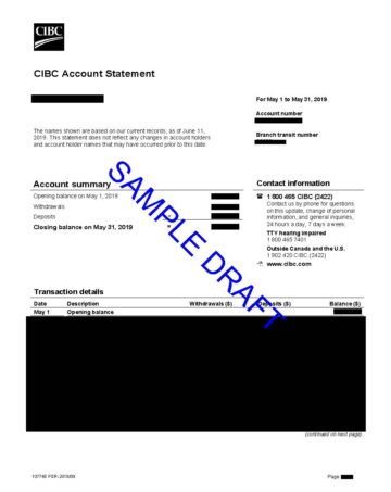 Fake CIBC Bank Statement