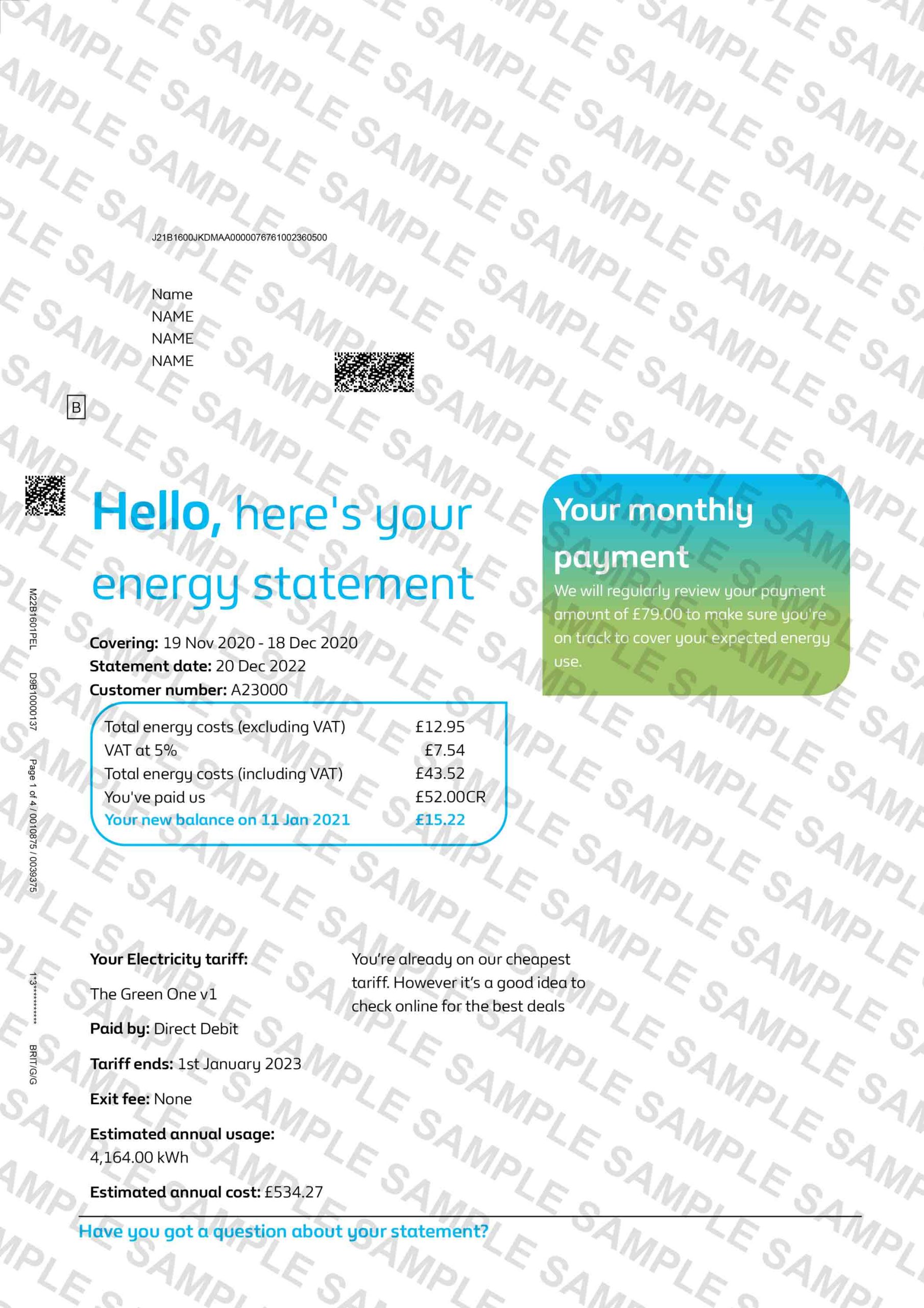 British Gas Bill Template British Gas Bill Template